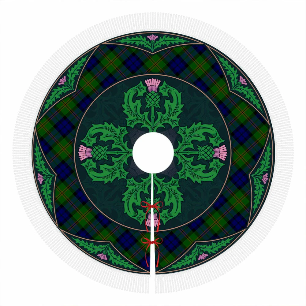Scottish Dundas Modern Tartan Christmas Tree Skirt Old Scottish Thistle Flower - Image 4