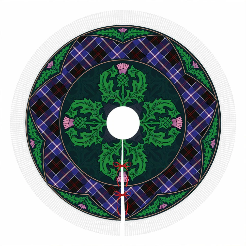 Scottish Dunlop Modern Tartan Christmas Tree Skirt Old Scottish Thistle Flower - Image 4