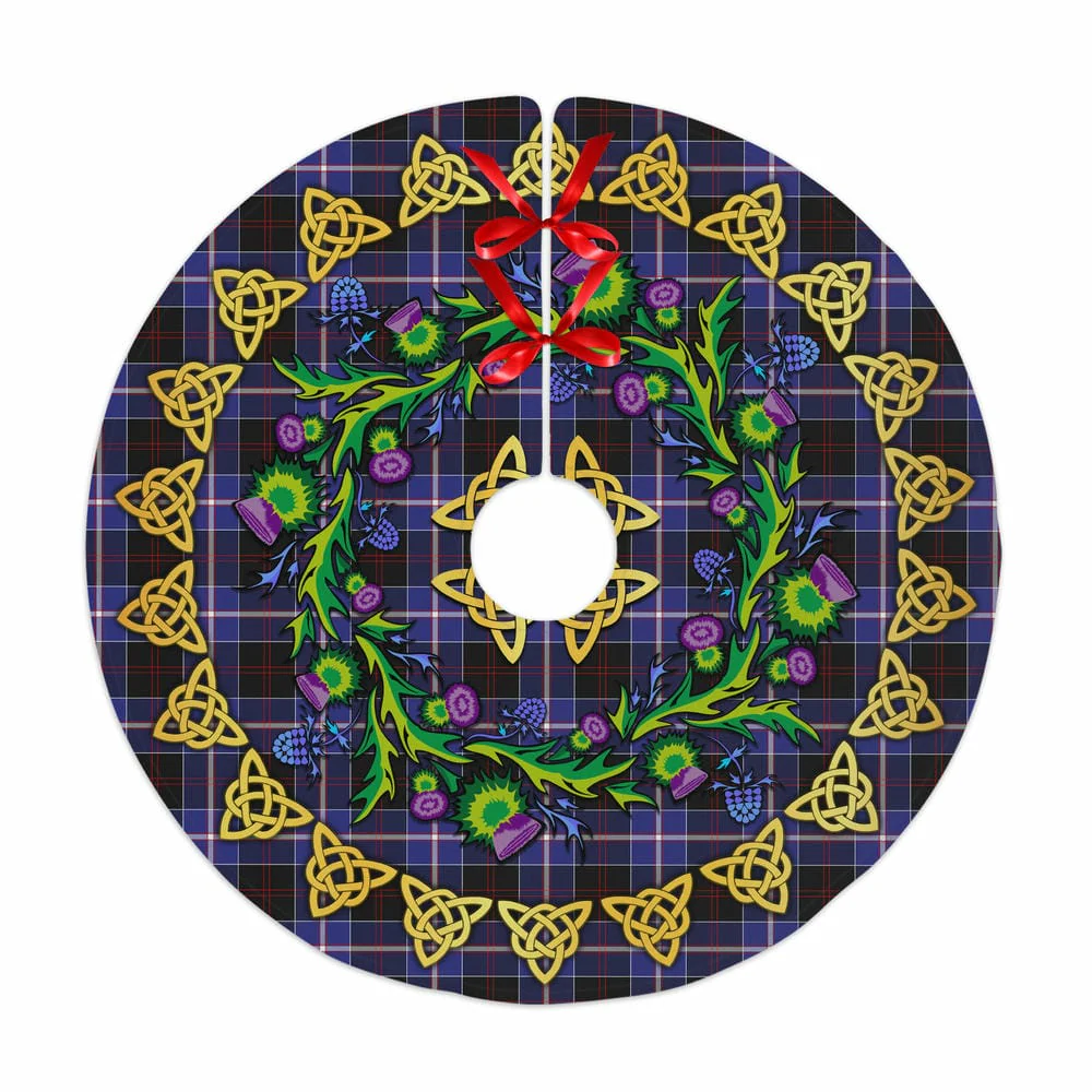 Scottish Dunlop Modern Tartan Thistle Celtic Knot Christmas Tree Skirt