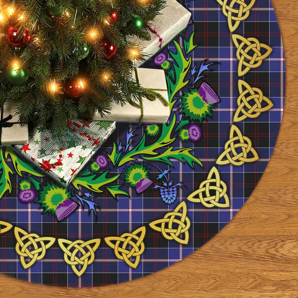 Scottish Dunlop Modern Tartan Thistle Celtic Knot Christmas Tree Skirt - Image 2