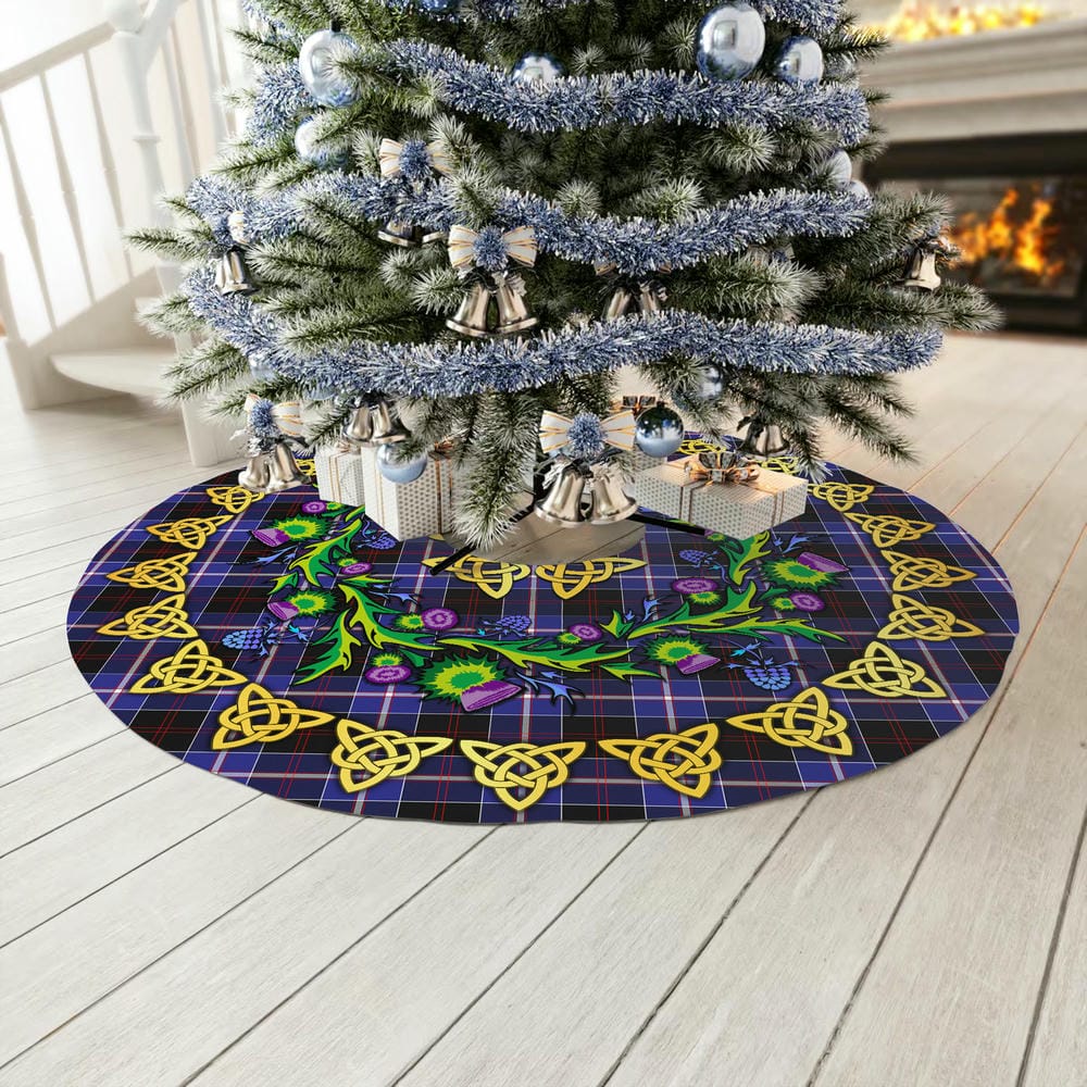 Scottish Dunlop Modern Tartan Thistle Celtic Knot Christmas Tree Skirt - Image 3