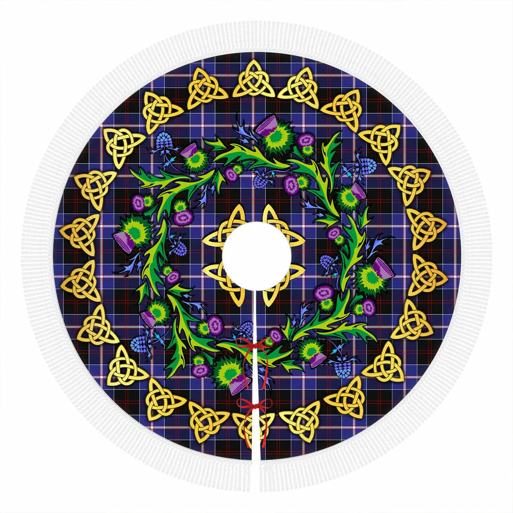 Scottish Dunlop Modern Tartan Thistle Celtic Knot Christmas Tree Skirt - Image 4