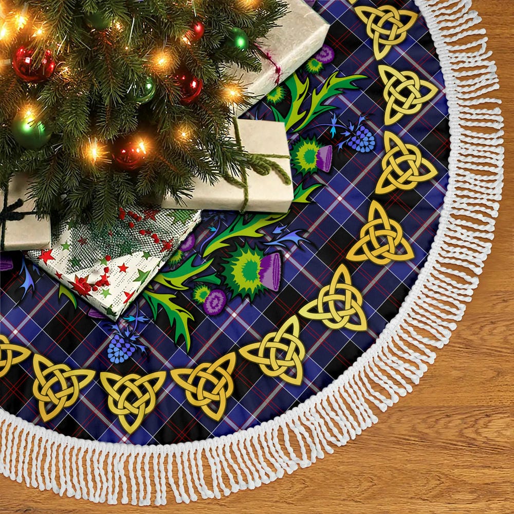 Scottish Dunlop Modern Tartan Thistle Celtic Knot Christmas Tree Skirt - Image 5