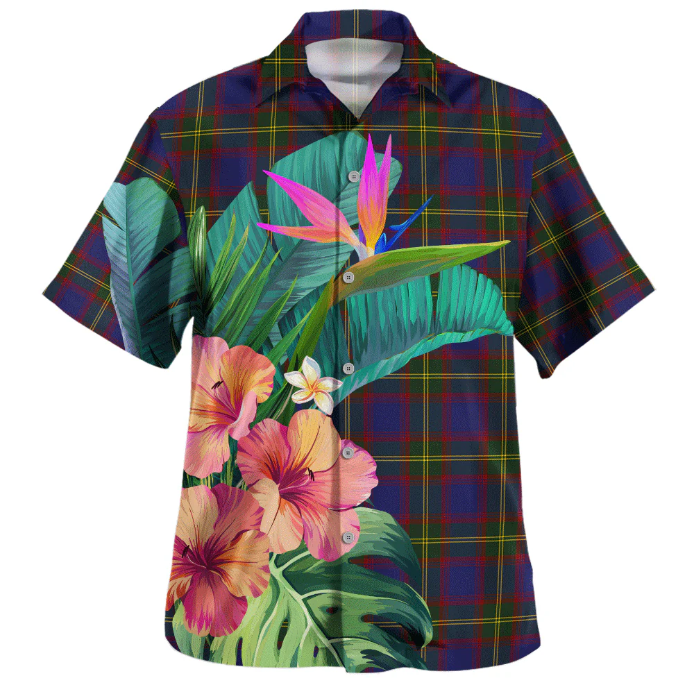 Scottish Durie Clan Badge Tartan Hawaiian Shirt Bouquet Tropical Style - Image 2