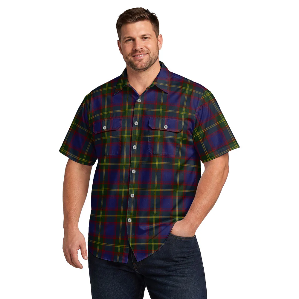 Scottish Durie Clan Badge Tartan Short Sleeve Work Shirt - Image 4