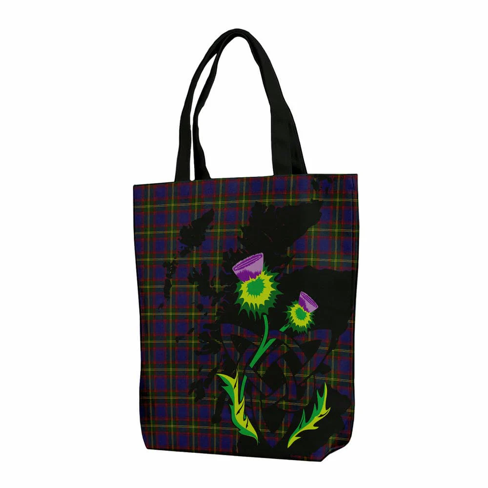 Scottish Durie Tartan Canvas Bag With Shoulder Strap With Thistle