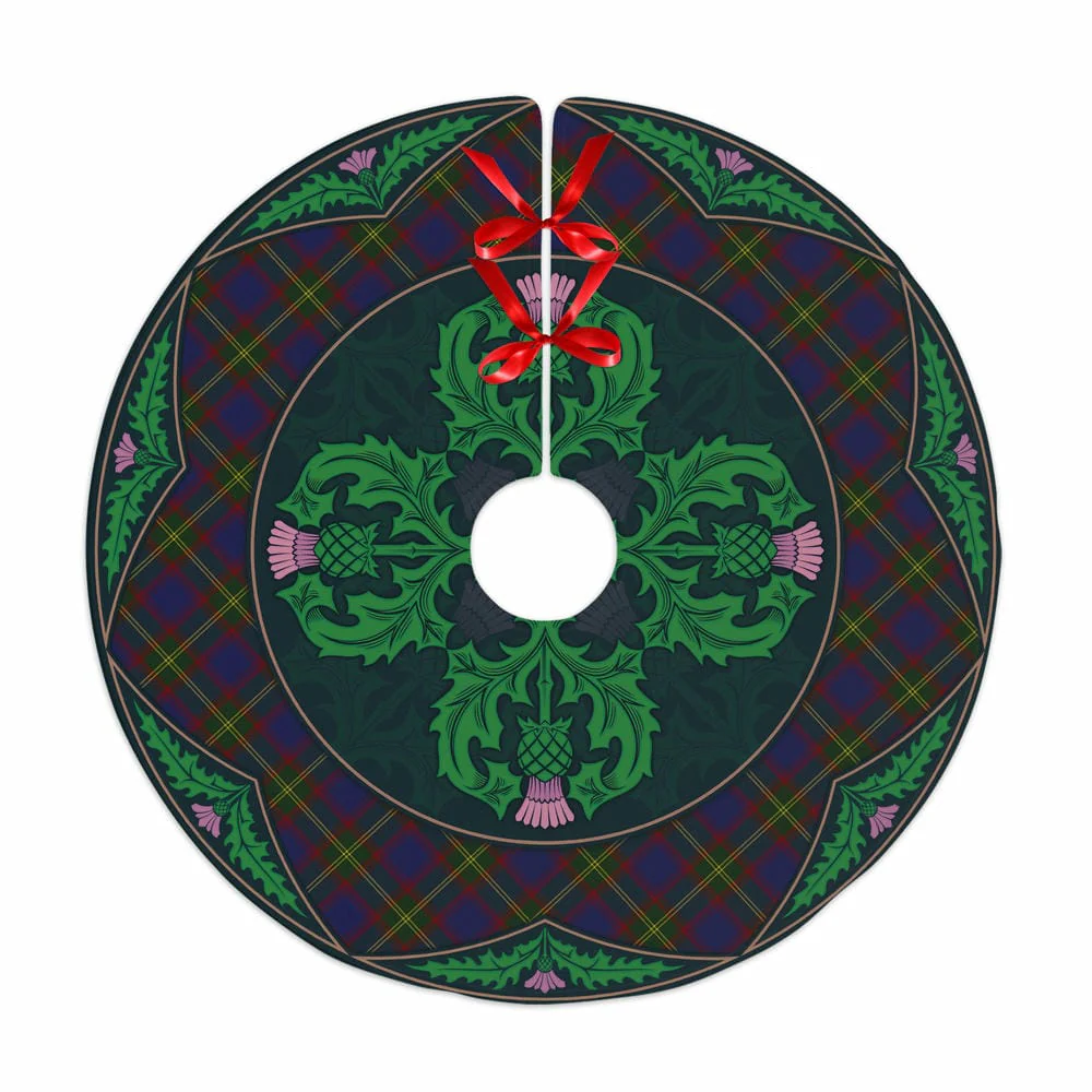 Scottish Durie Tartan Christmas Tree Skirt Old Scottish Thistle Flower