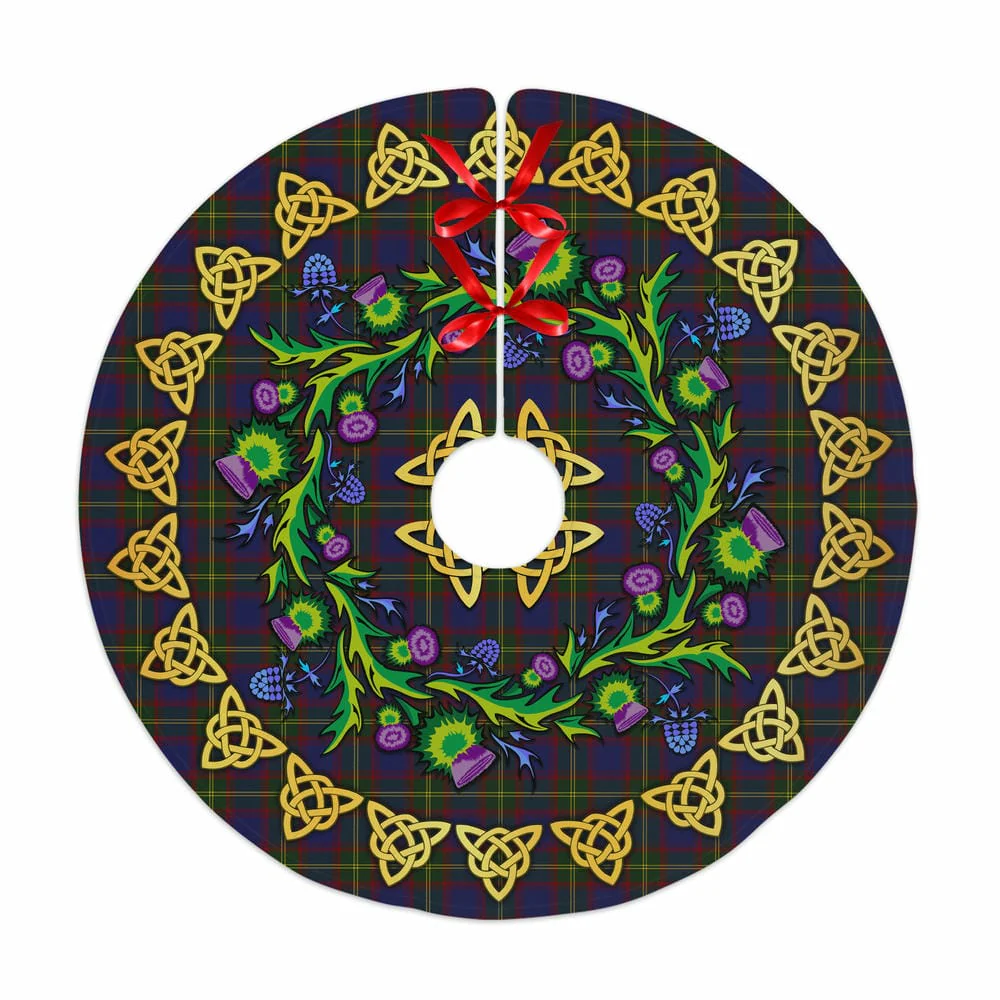 Scottish Durie Tartan Thistle Celtic Knot Christmas Tree Skirt