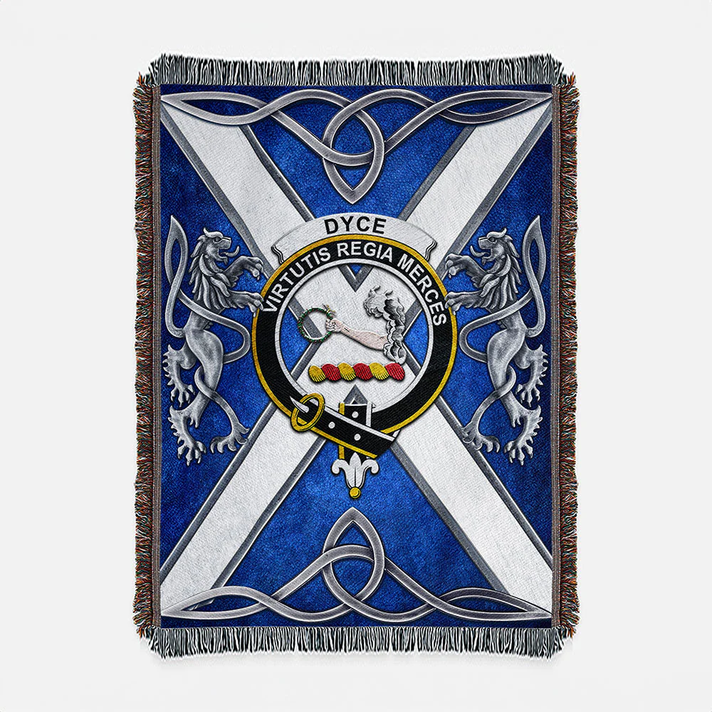 Scottish Dyce Clan Badge Woven Blanket Silver Rampant Lion Emblem