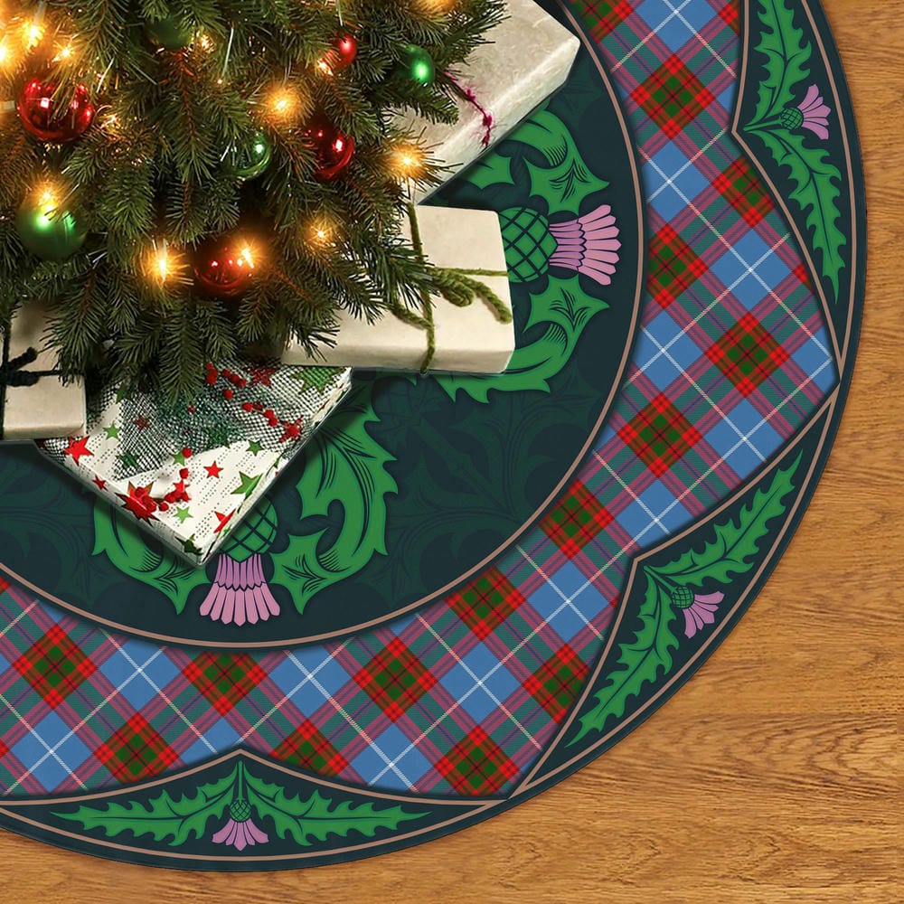 Scottish Edinburgh District Tartan Christmas Tree Skirt Old Scottish Thistle Flower - Image 2