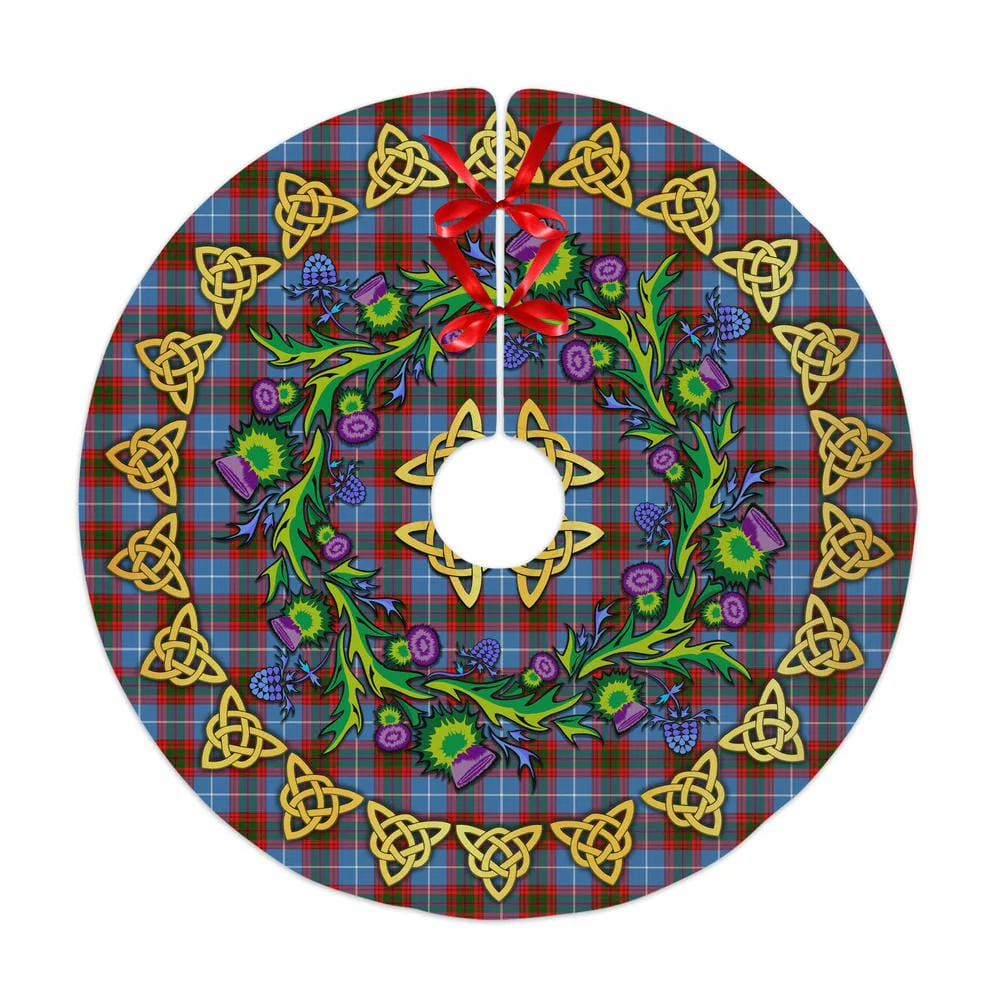Scottish Edinburgh District Tartan Thistle Celtic Knot Christmas Tree Skirt