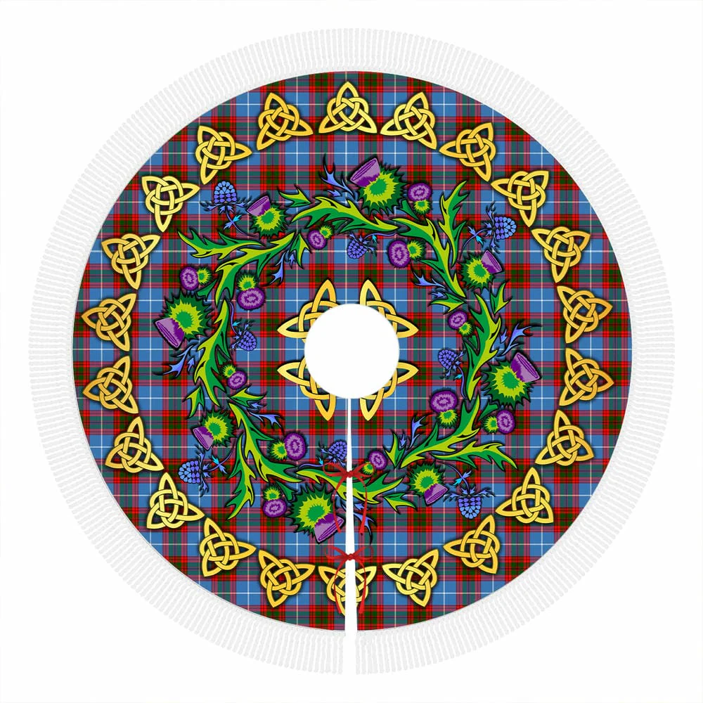 Scottish Edinburgh District Tartan Thistle Celtic Knot Christmas Tree Skirt - Image 4