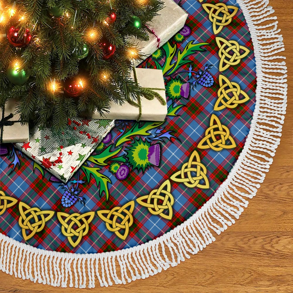 Scottish Edinburgh District Tartan Thistle Celtic Knot Christmas Tree Skirt - Image 5