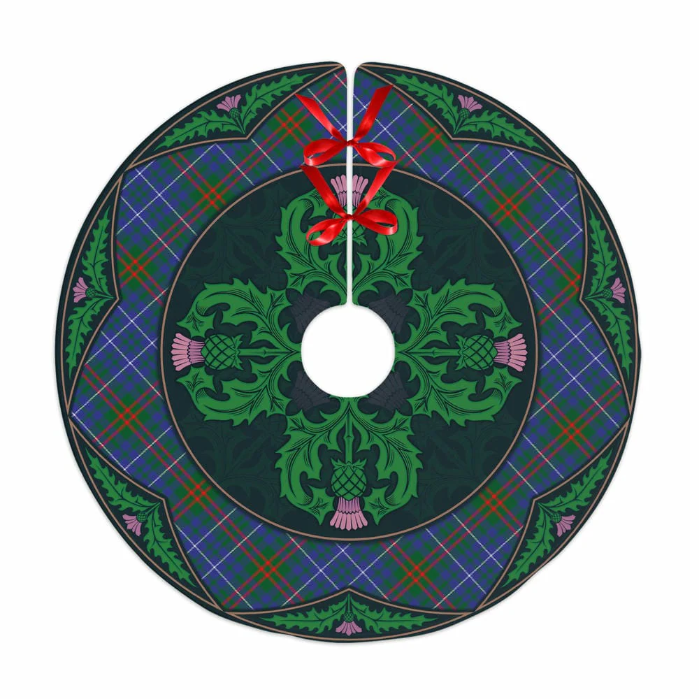 Scottish Edmonstone Tartan Christmas Tree Skirt Old Scottish Thistle Flower