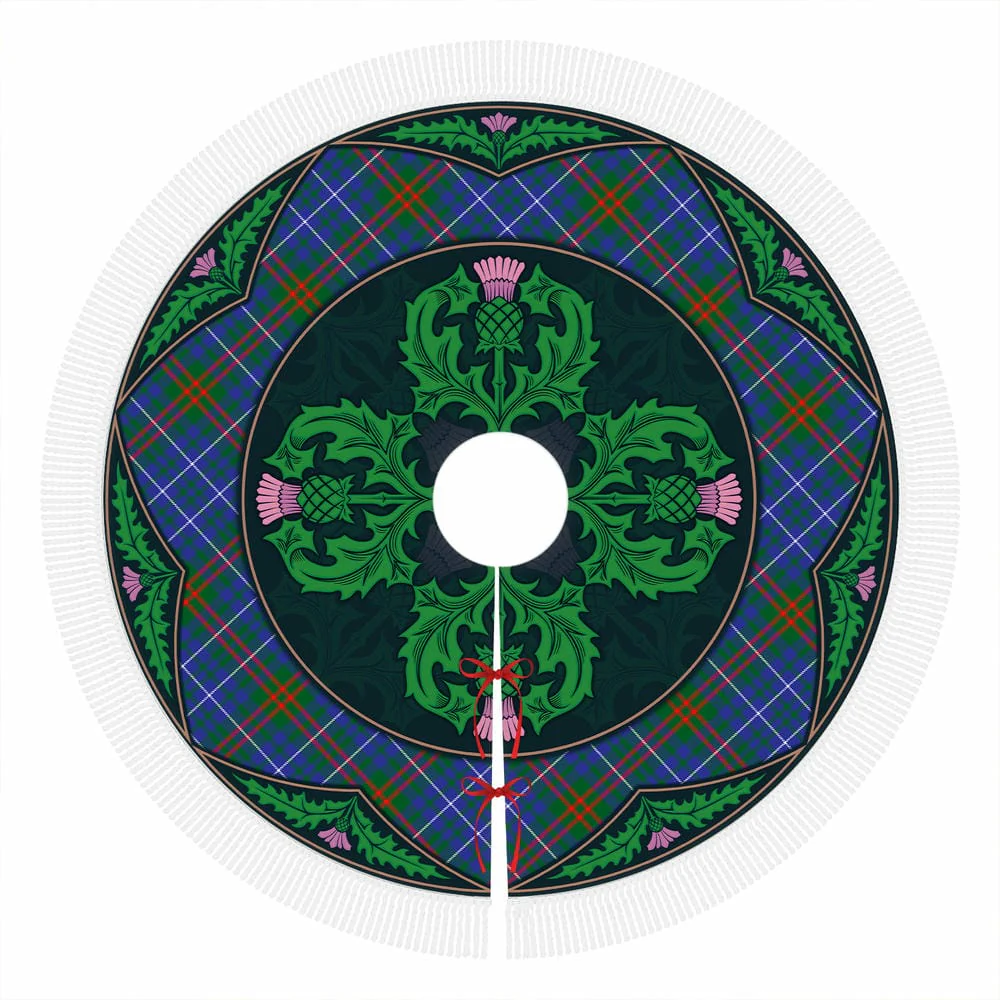 Scottish Edmonstone Tartan Christmas Tree Skirt Old Scottish Thistle Flower - Image 4