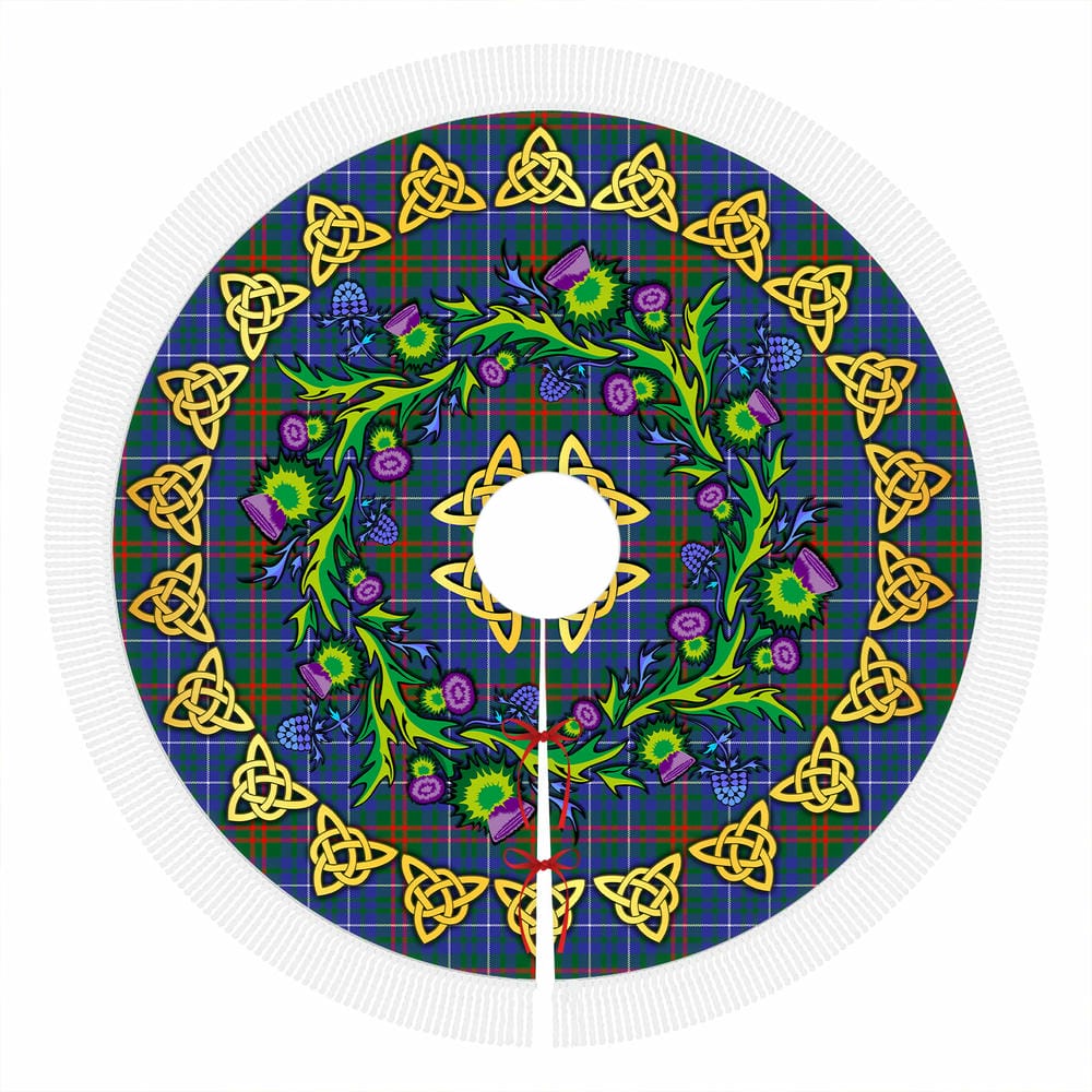 Scottish Edmonstone Tartan Thistle Celtic Knot Christmas Tree Skirt - Image 4