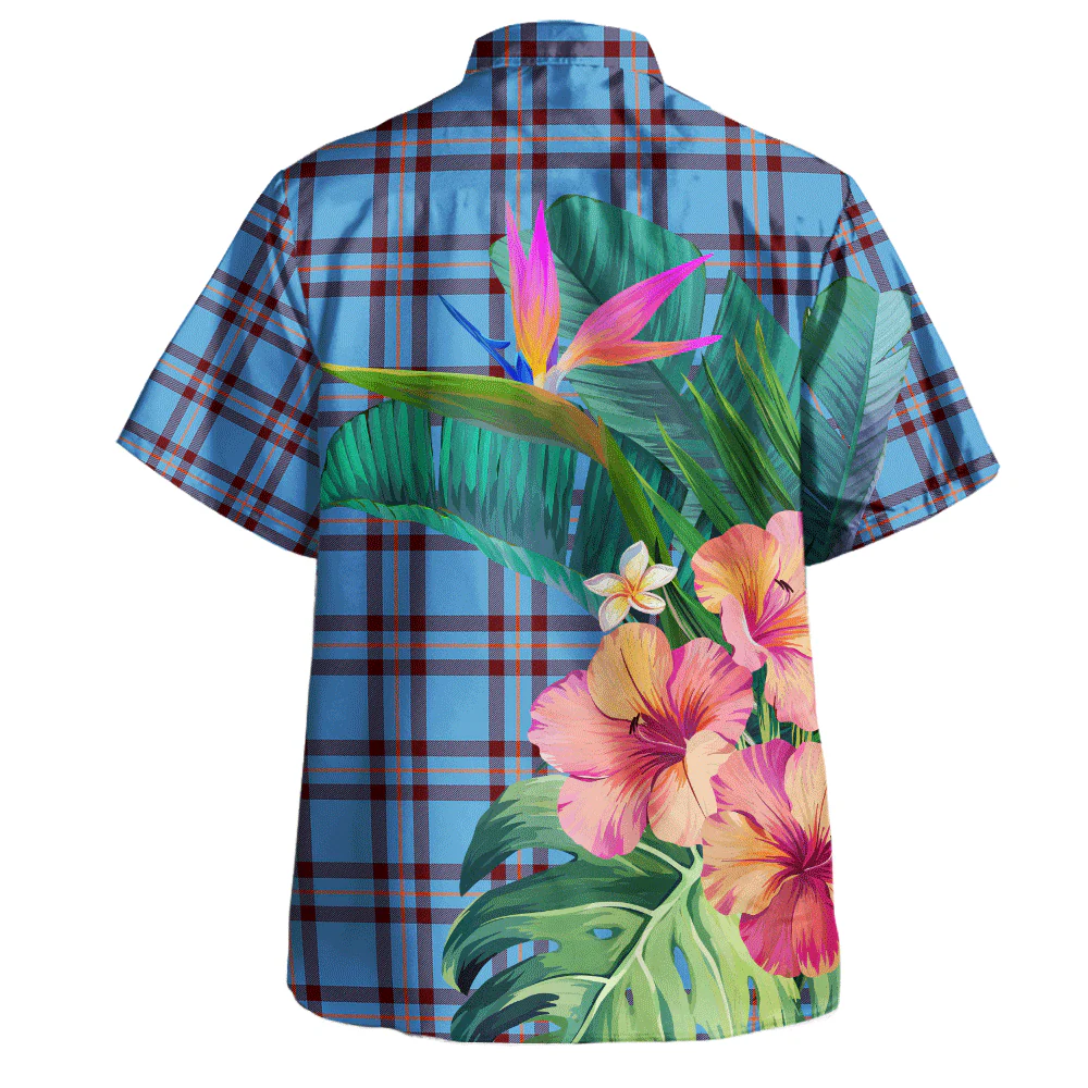 Scottish Elliot Ancient Clan Badge Tartan Hawaiian Shirt Bouquet Tropical Style - Image 4