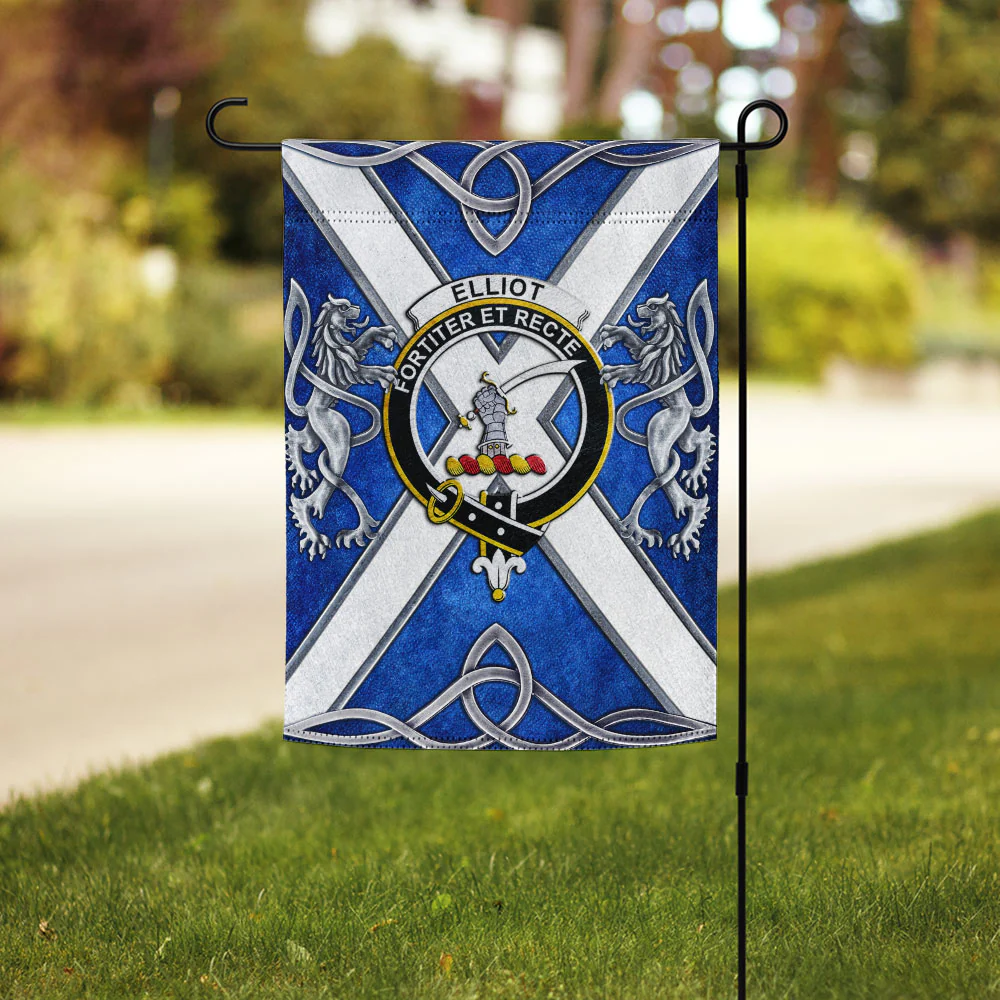 Scottish Elliot Clan Badge Garden Flag Silver Rampant Lion Emblem - Image 3