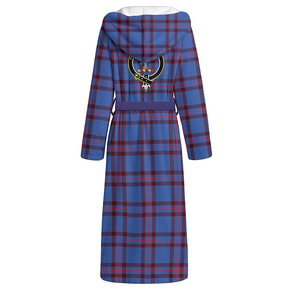 Scottish Elliot Modern Clan Badge Tartan Flannel Hooded Bathrobe - Image 3