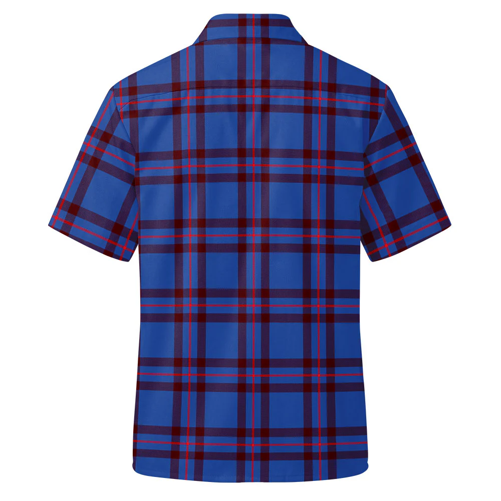 Scottish Elliot Modern Clan Badge Tartan Short Sleeve Work Shirt - Image 3