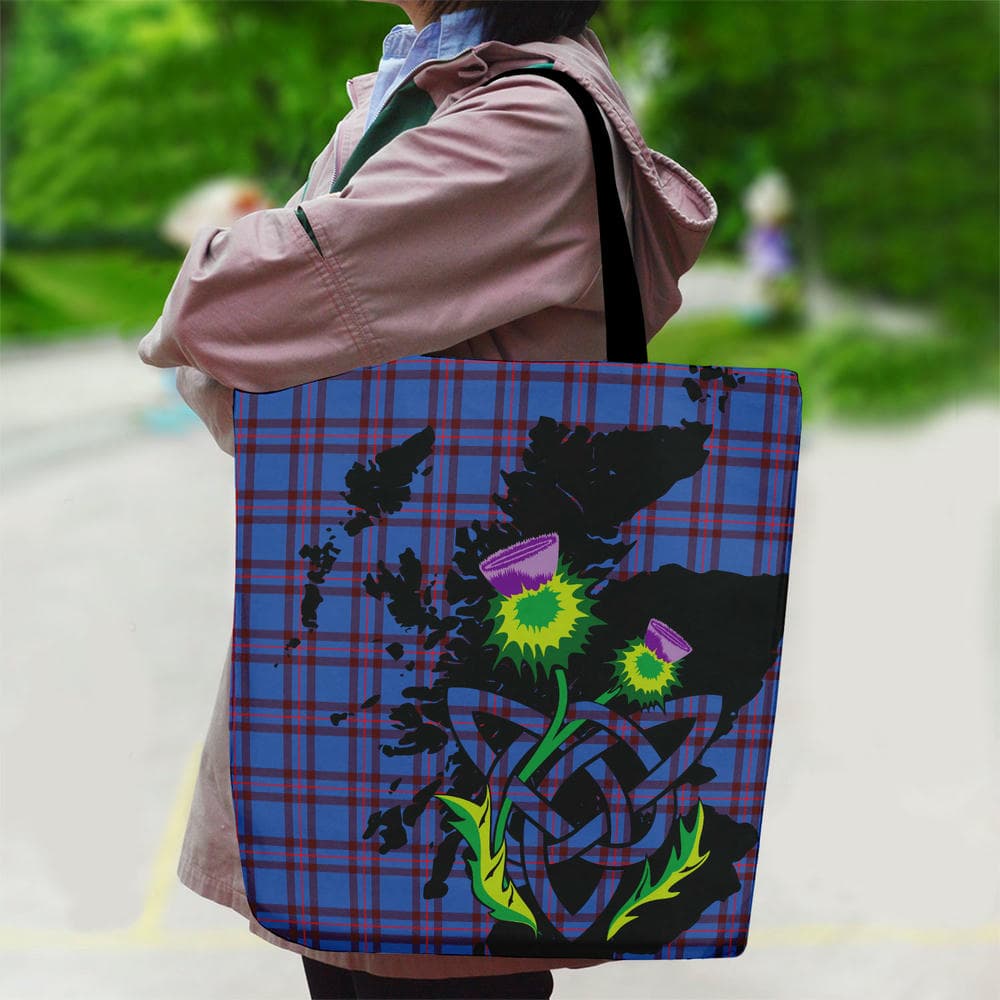 Scottish Elliot Modern Tartan Canvas Bag With Shoulder Strap With Thistle - Image 2