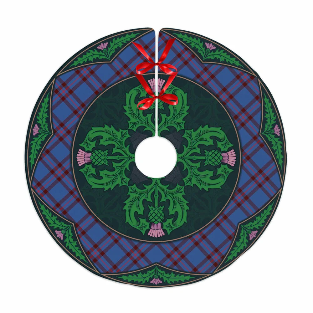 Scottish Elliot Modern Tartan Christmas Tree Skirt Old Scottish Thistle Flower