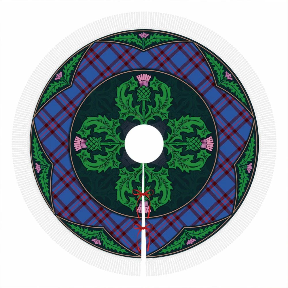 Scottish Elliot Modern Tartan Christmas Tree Skirt Old Scottish Thistle Flower - Image 4