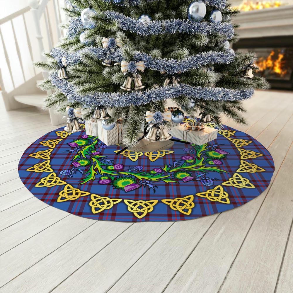 Scottish Elliot Modern Tartan Thistle Celtic Knot Christmas Tree Skirt - Image 3