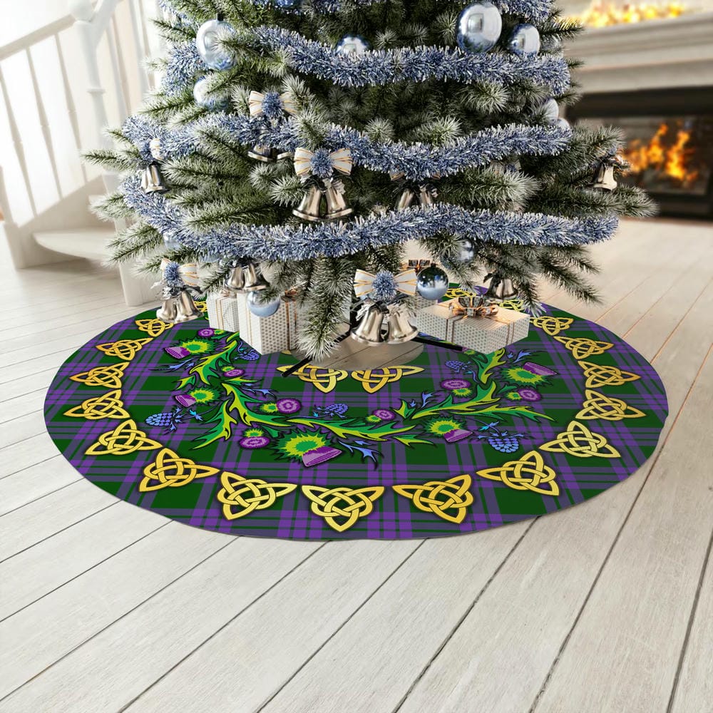 Scottish Elphinstone Tartan Thistle Celtic Knot Christmas Tree Skirt - Image 3