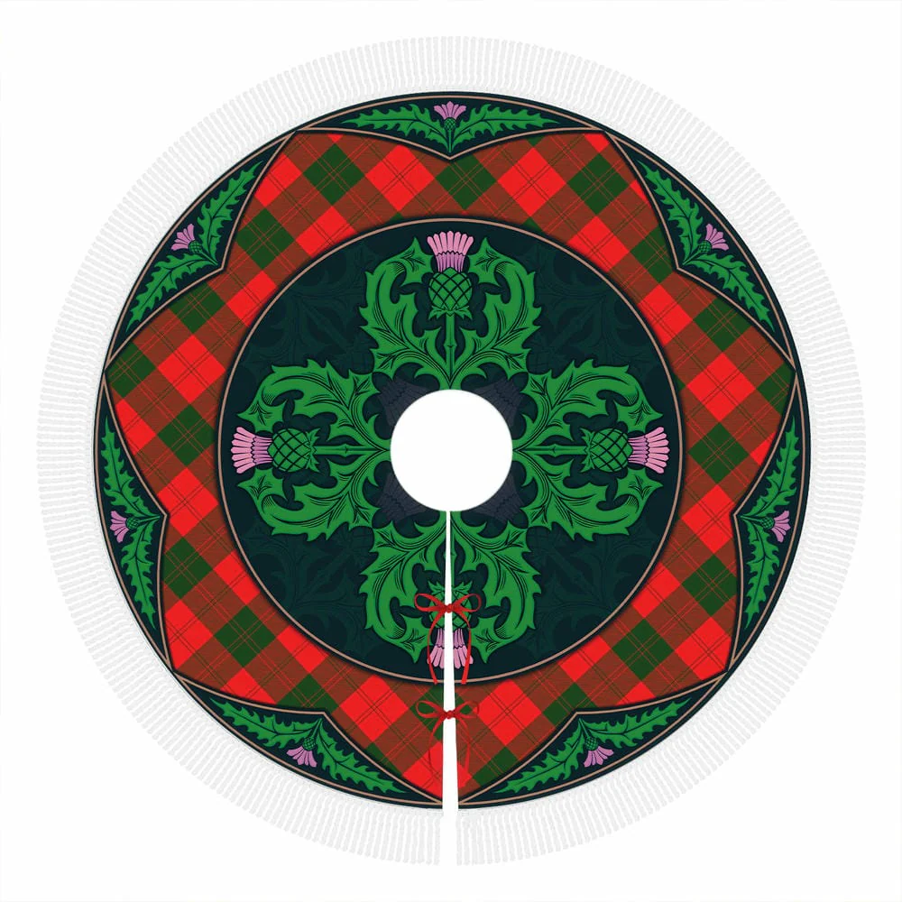 Scottish Erskine Modern Tartan Christmas Tree Skirt Old Scottish Thistle Flower - Image 4