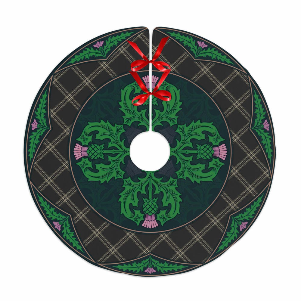 Scottish Eternity Tartan Christmas Tree Skirt Old Scottish Thistle Flower