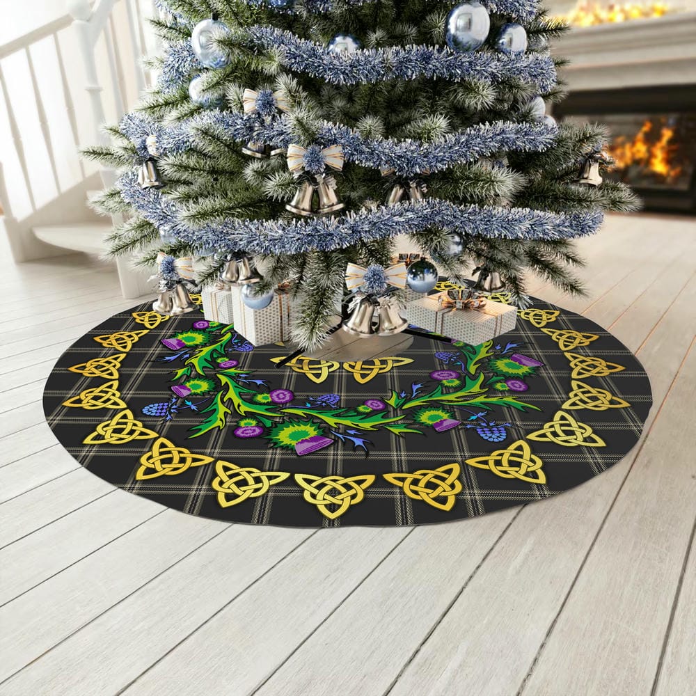 Scottish Eternity Tartan Thistle Celtic Knot Christmas Tree Skirt - Image 3