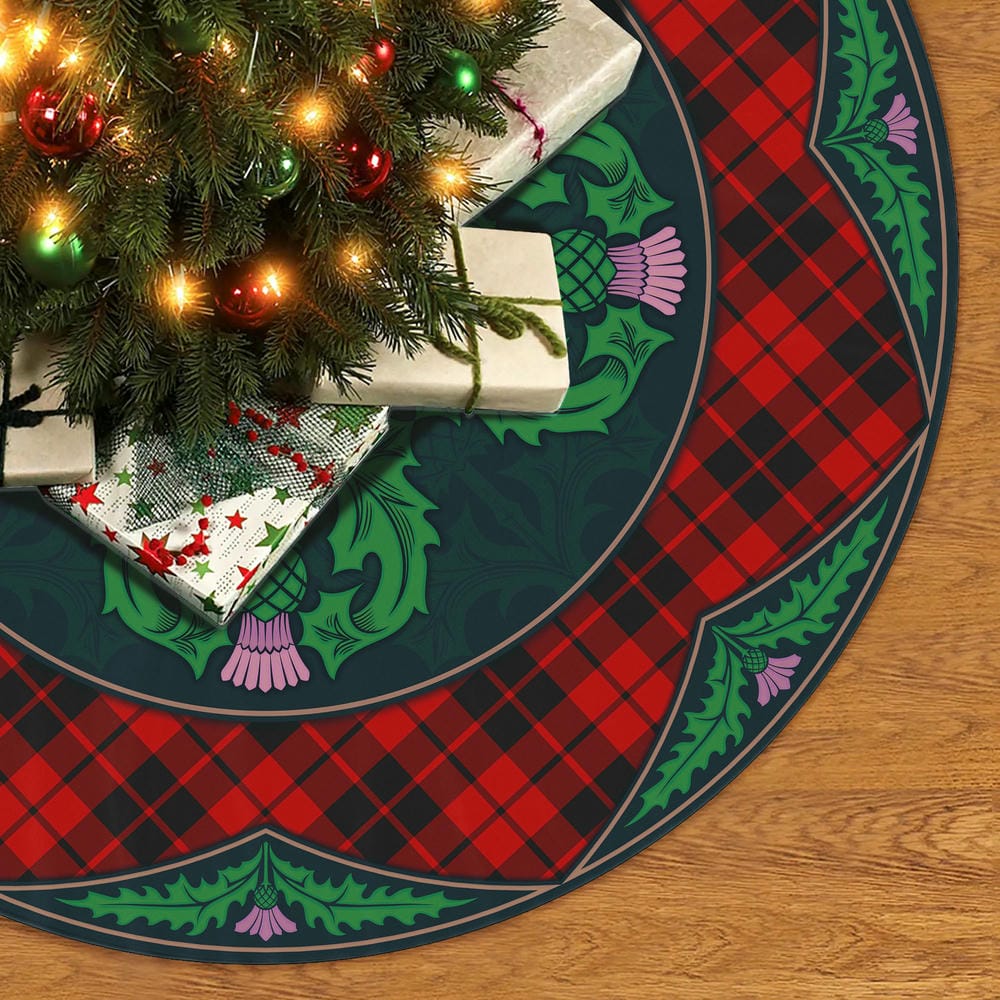 Scottish Ettrick District Tartan Christmas Tree Skirt Old Scottish Thistle Flower - Image 2