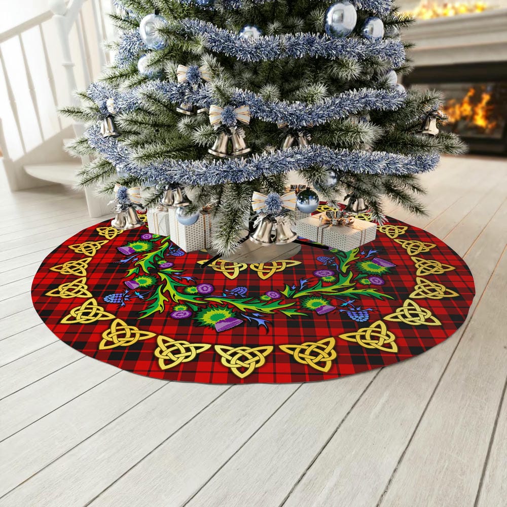 Scottish Ettrick District Tartan Thistle Celtic Knot Christmas Tree Skirt - Image 3