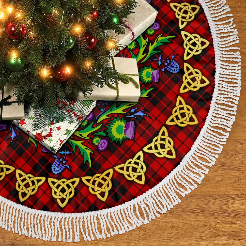 Scottish Ettrick District Tartan Thistle Celtic Knot Christmas Tree Skirt - Image 5
