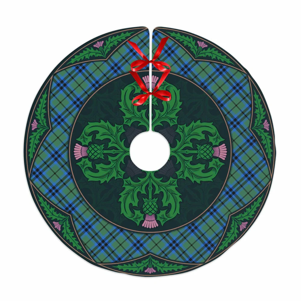 Scottish Falconer Tartan Christmas Tree Skirt Old Scottish Thistle Flower