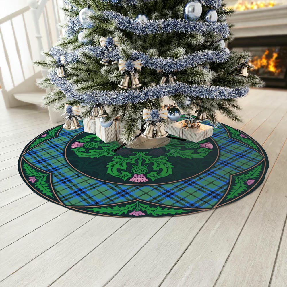 Scottish Falconer Tartan Christmas Tree Skirt Old Scottish Thistle Flower - Image 3