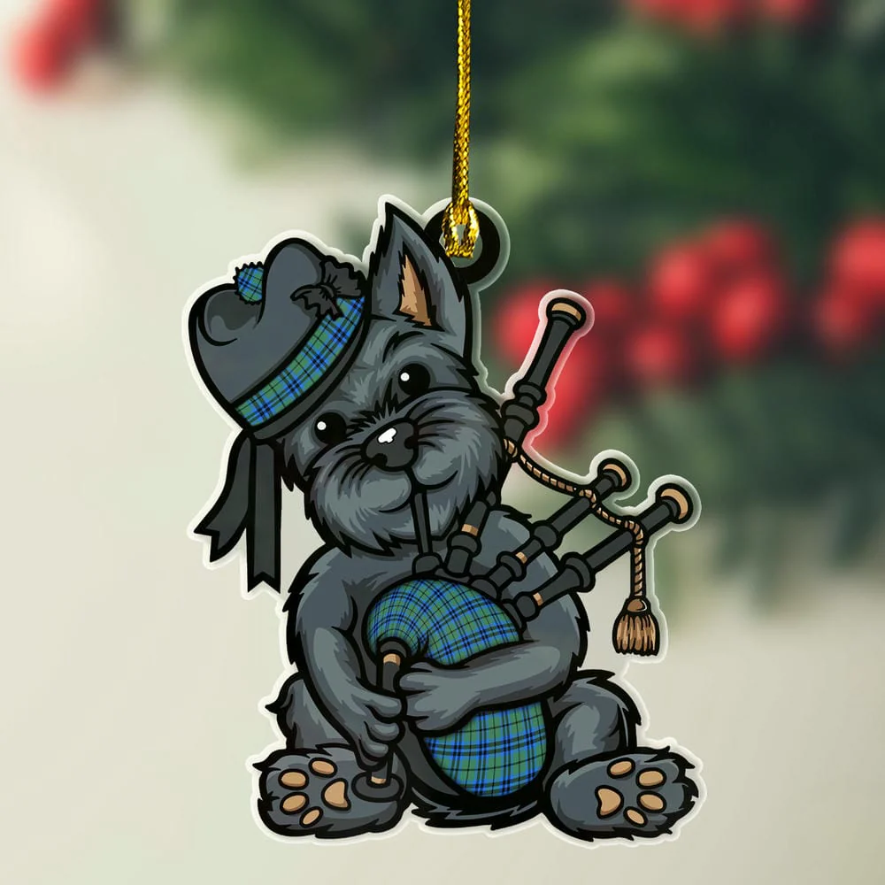Scottish Falconer Tartan Ornament Scottish Terrier Plays The Bagpipes