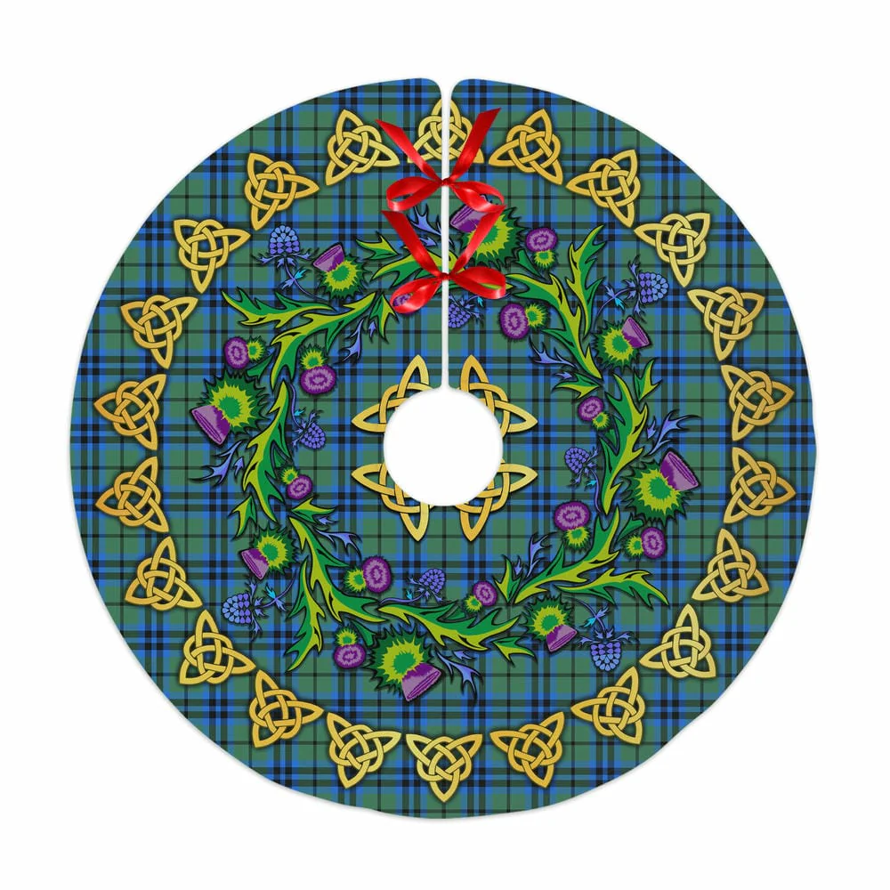 Scottish Falconer Tartan Thistle Celtic Knot Christmas Tree Skirt