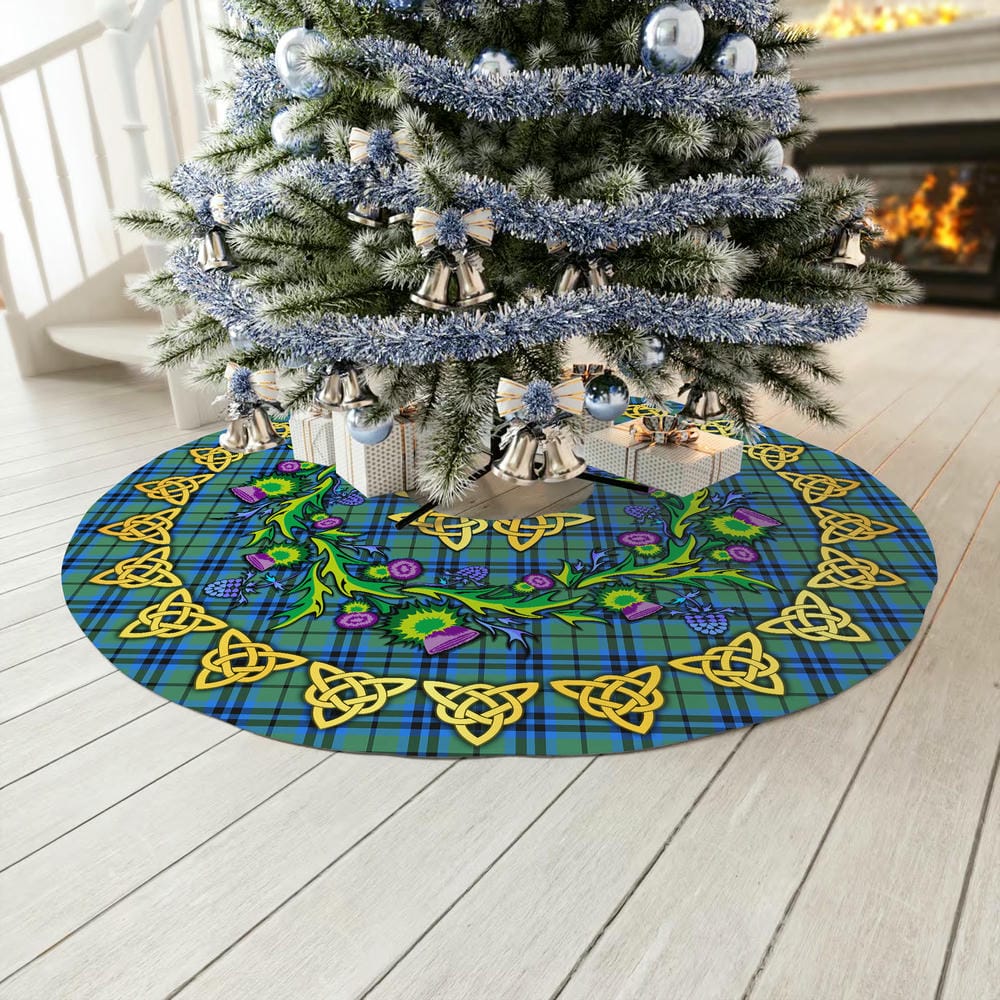 Scottish Falconer Tartan Thistle Celtic Knot Christmas Tree Skirt - Image 3