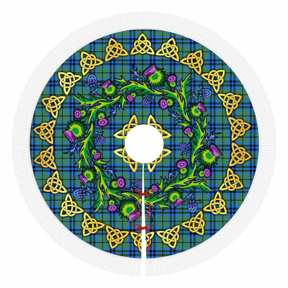 Scottish Falconer Tartan Thistle Celtic Knot Christmas Tree Skirt - Image 4