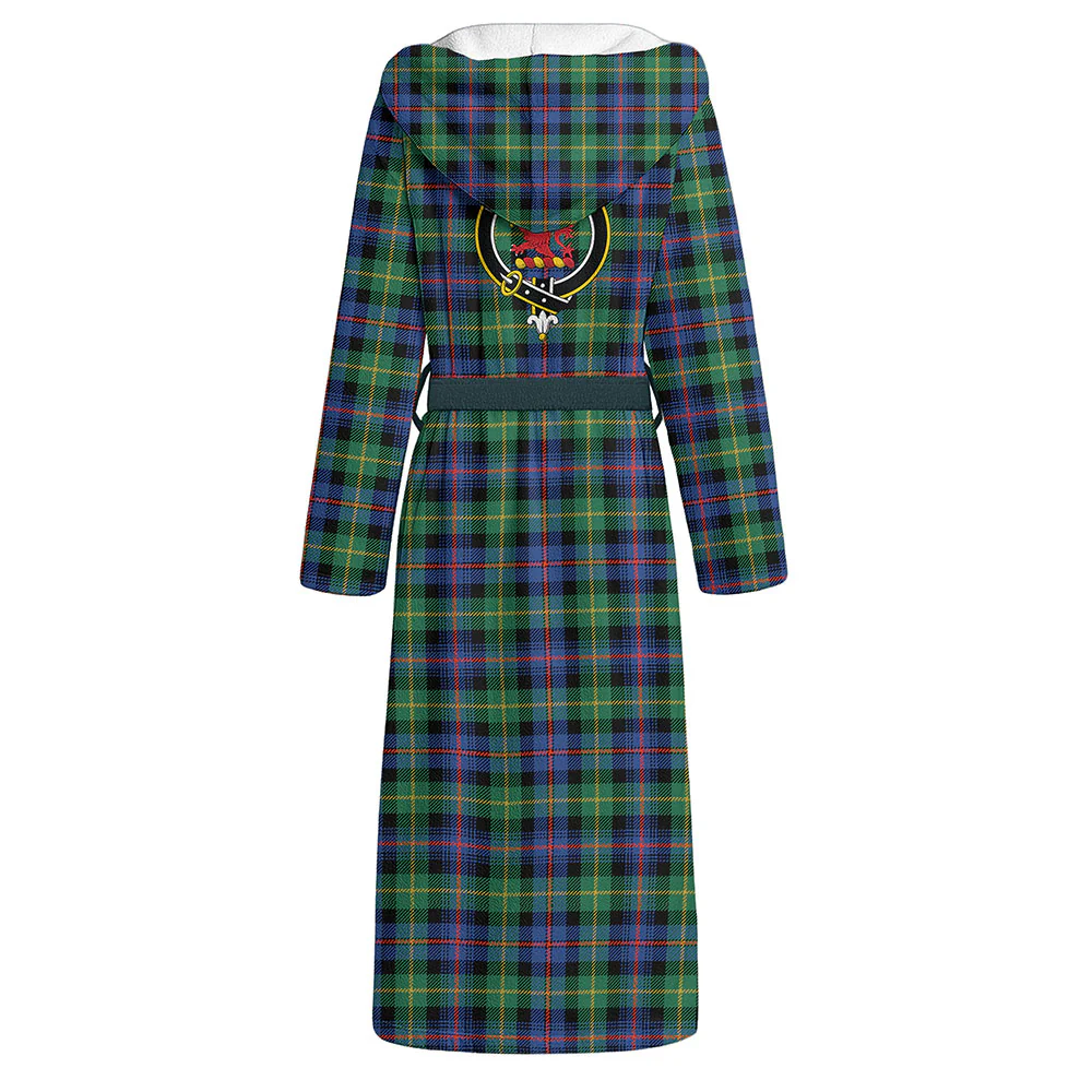 Scottish Farquharson Ancient Clan Badge Tartan Flannel Hooded Bathrobe - Image 3