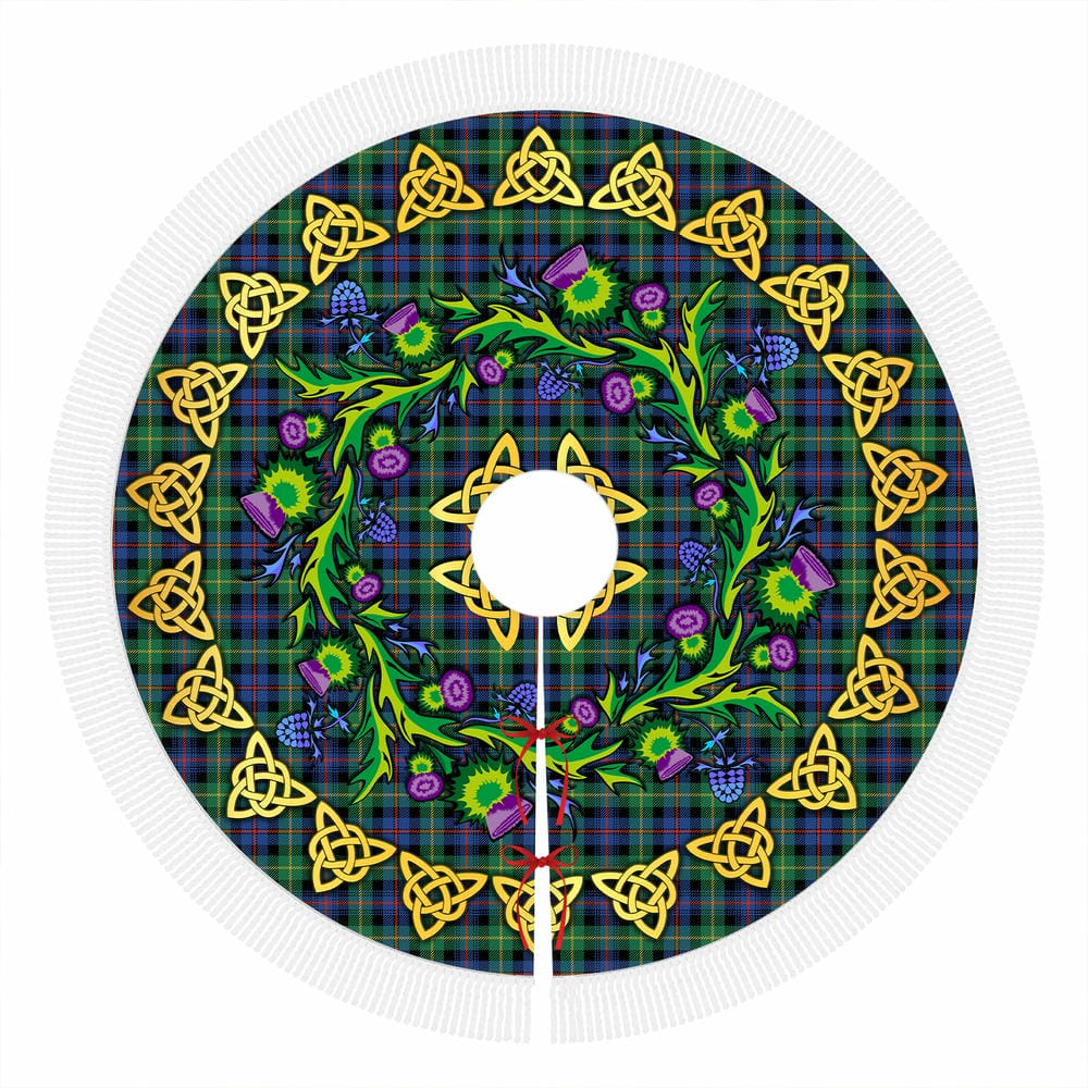Scottish Farquharson Ancient Tartan Thistle Celtic Knot Christmas Tree Skirt - Image 4