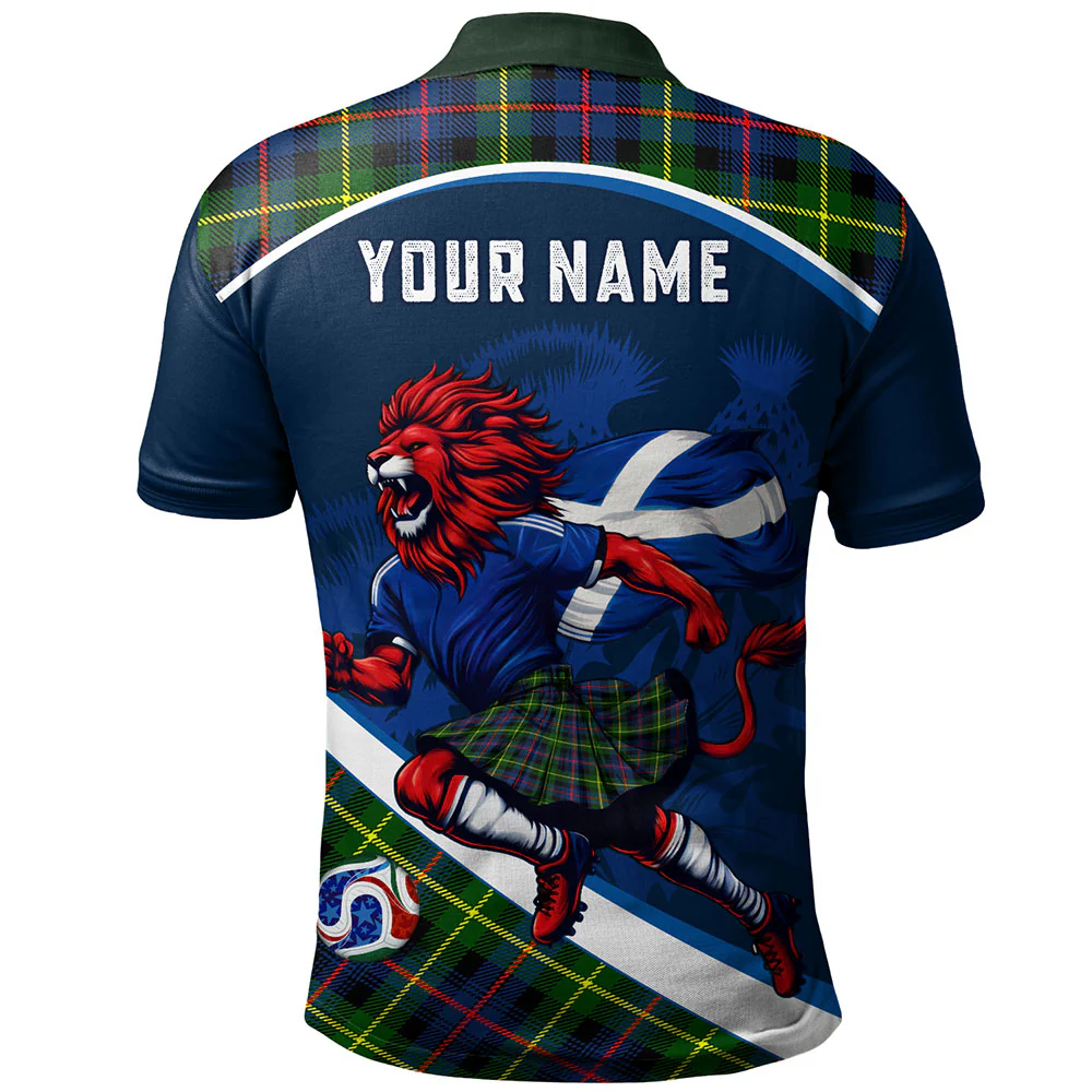 Scottish Farquharson Modern Clan Badge Tartan Polo Shirt Scotland Lion Brave Highland Spirit - Image 2