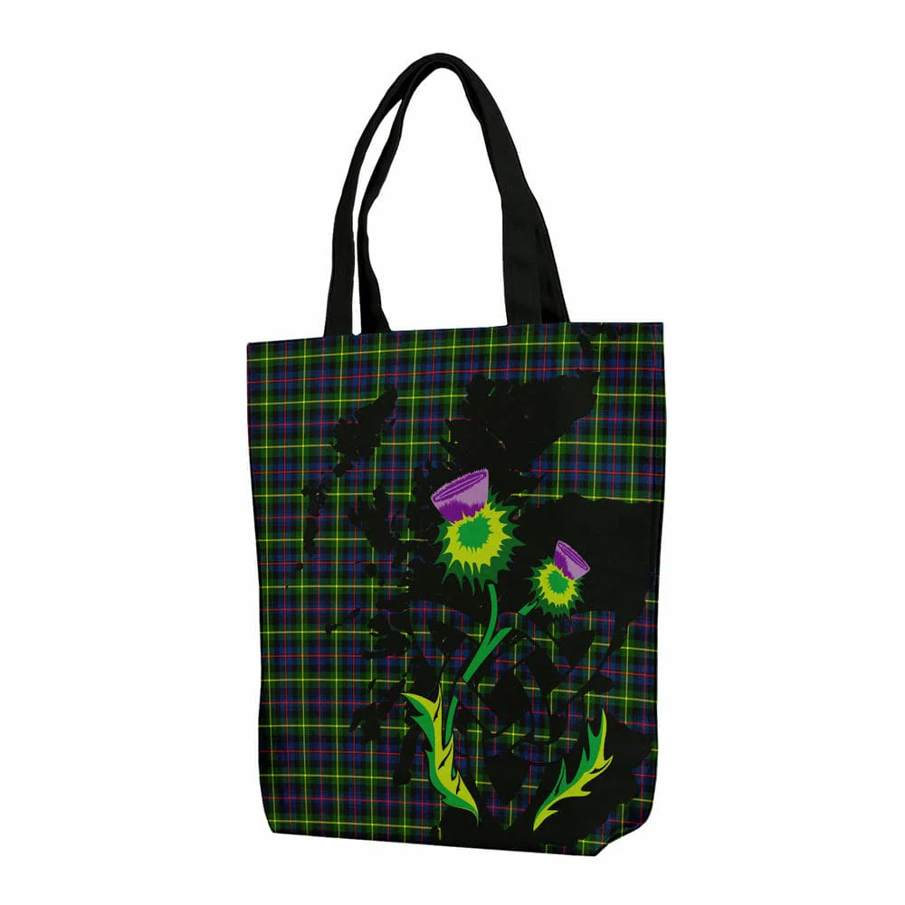 Scottish Farquharson Modern Tartan Canvas Bag With Shoulder Strap With Thistle