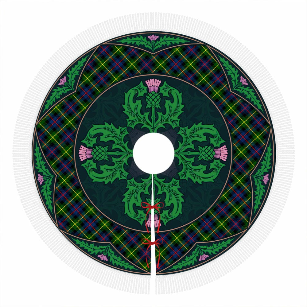 Scottish Farquharson Modern Tartan Christmas Tree Skirt Old Scottish Thistle Flower - Image 4