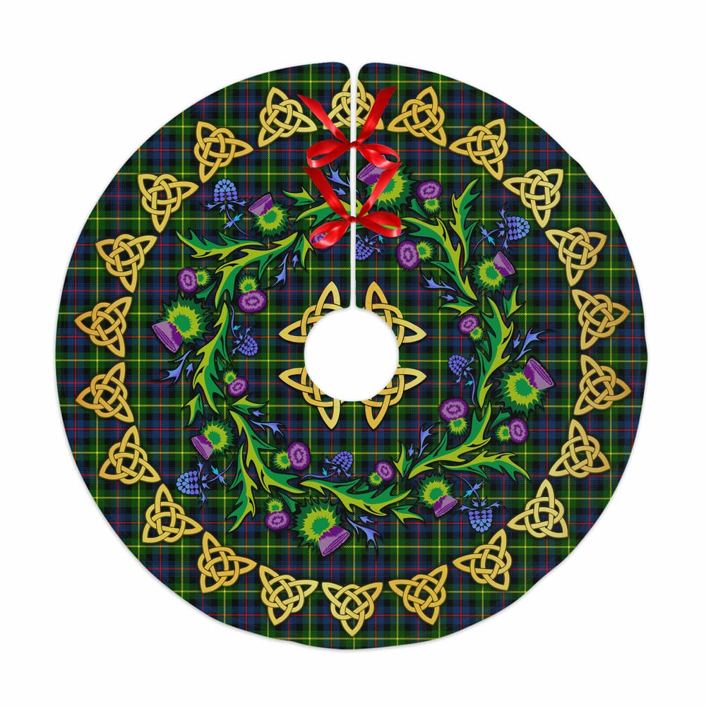 Scottish Farquharson Modern Tartan Thistle Celtic Knot Christmas Tree Skirt