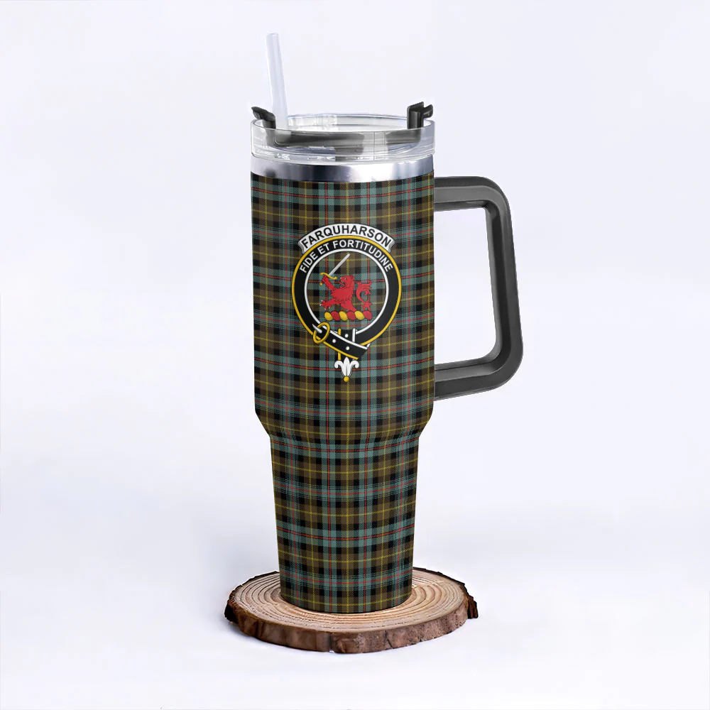 Scottish Farquharson Weathered Clan Badge Tartan 40oz Tumbler - Image 3