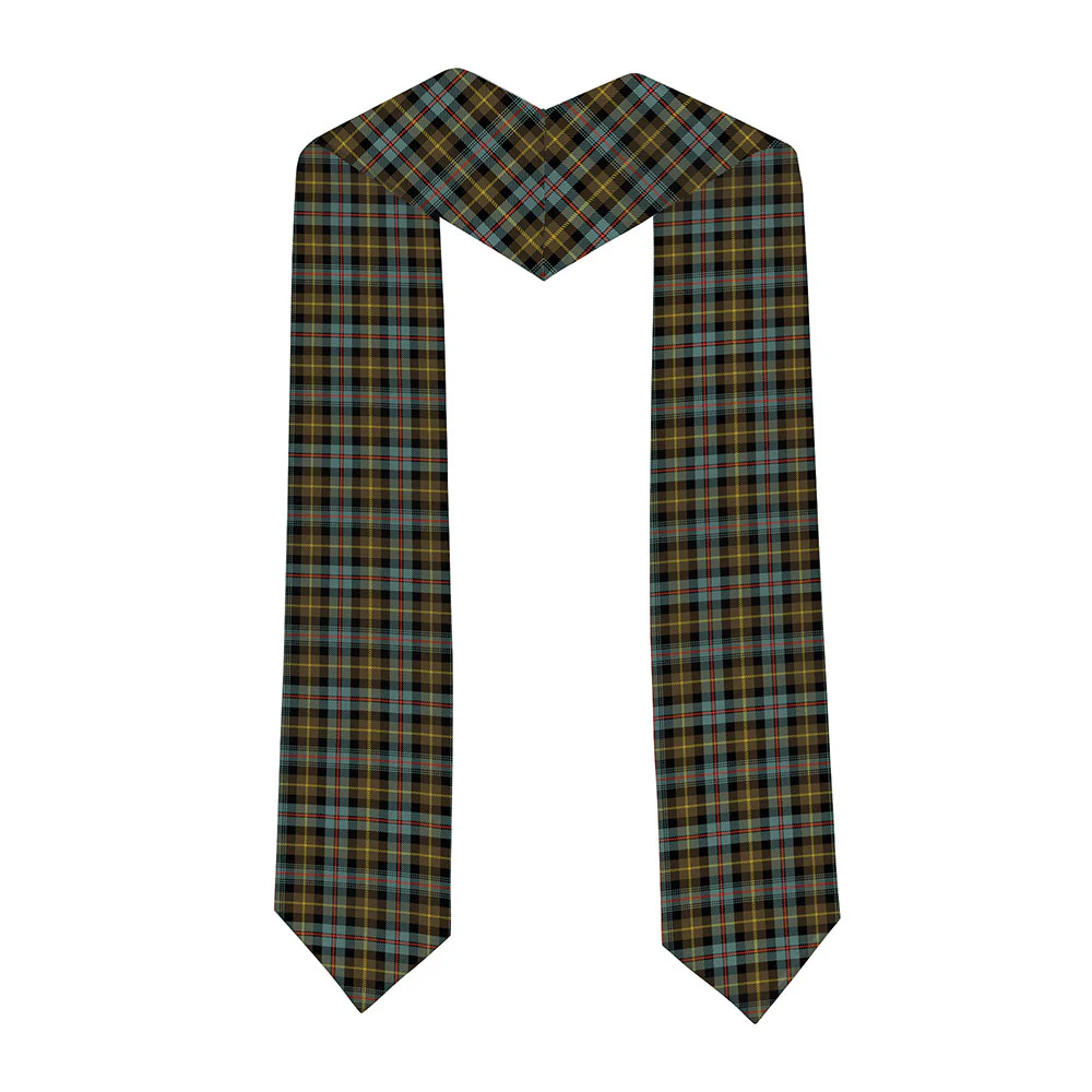 Scottish Farquharson Weathered Clan Badge Tartan Graduation Stole Black Gold Honor - Image 2