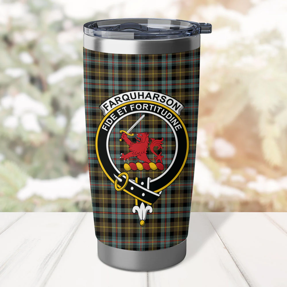 Scottish Farquharson Weathered Clan Badge Tartan Tumbler - Image 2